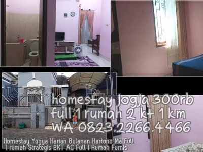 Homestay Yogya Harian Bulanan Hartono Ma Full 1 rumah Strategis 2KT AC