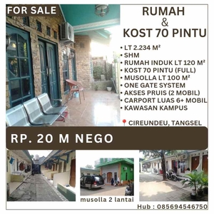 Jual Rumah Kost 70 Pintu Full Huni Strategis Dekat Kampus