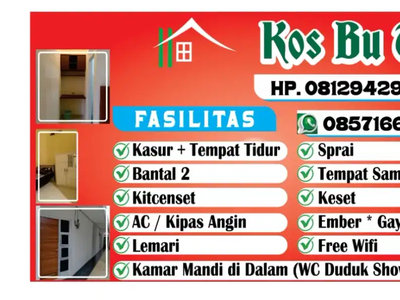 Kost akses masuk di dalam Kampus Unkris AC, Kamar mandi dalem...