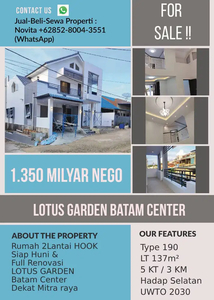 Rumah 2Lantai HOOK - LOTUS GARDEN Batam Center