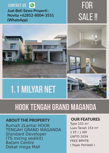 Rumah 2Lantai HOOK TENGAH GRAND MAGANDA