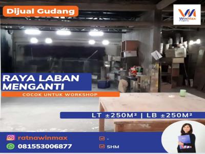 Dijual gudang cocok untuk workshop Nol Jalan Raya Laba menganti