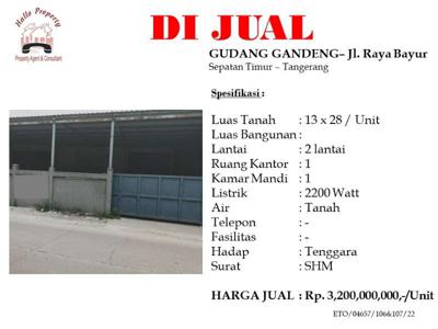 Dijual Gudang Gandeng Jl. Raya Bayur