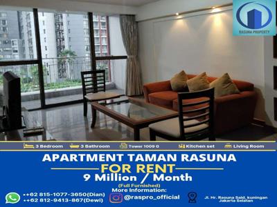 Apartment Taman Rasuna, For Rent, 3 Br, Full Furnished, Bagus