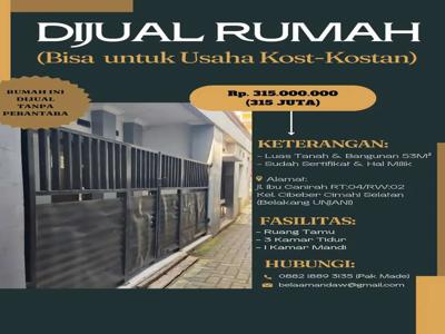 Dijual Rumah Tanpa Perantara (Sangat Cocok untuk Usaha Kost-Kostan)