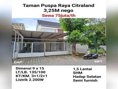 Rumah Semi Furnish Taman Puspa Raya Citraland Dkt Lakarsantri Diamond