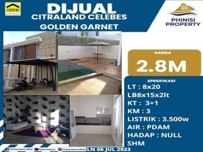 DIJUAL RUMAH DI CITRALAND CELEBES DI CLUSTER GOLDEN GARNET