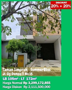 Rumah 2 Lantai Ready Cluster Summerbliss Lippo Cikarang Harga Murah