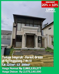 Rumah Murah Mewah Siap Huni Lippo Cikarang Taman Simpruk Forest Green