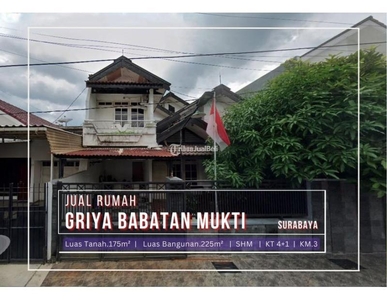 Jual Rumah 2 Lantai LT175 LB225 4KT 3KM SHM di Griya Babatan Mukti Wiyung - Surabaya Jawa Timur