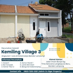 Jual Rumah Tipe 36 di Kemiling Akses Pinggir Jalan - Bandar Lampung