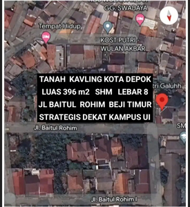 TANAH KAVLING SIAP BANGUN DI JALAN BAITUL ROHIM BEJI TIMUR DEPOK