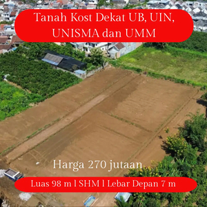 Tanah SHM Murah Dekat UB Cocok Bangun Kost / Rumah Pribadi