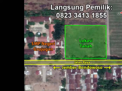 Tanah strategis Grujugan tepi jalan raya provinsi Jember-Bondowoso
