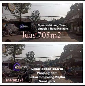 DIJUAL TANAH DI JL. RAYA HANKAM 8.5JT/m2 lt.705M2