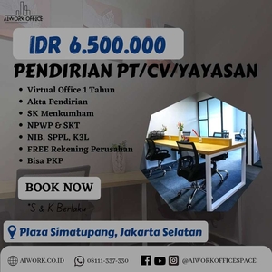 Jasa Pendirian PT/CV/Yayasan Bonus Virtual Office 1 tahun & NPWP OSS