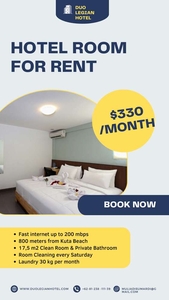 Legian Hotel ROom For Rent Monthly sewa kamar bulanan Kuta Beach