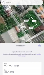 Di jual tanah langka ukuran kecil lokasi Dewi Sri seminyak