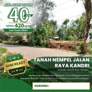 Tanah murah Nempel Jalan Raya Kandri Gunung Pati Semarang
