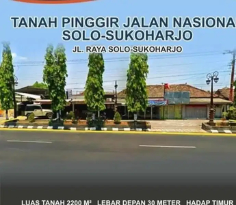 tanah premium dijalan utama Sukoharjo