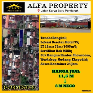 Jual Tanah Adi Sucipto 15x73meter dg Bengkel Pontianak Tenggara