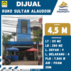 DIJUAL CEPAT RUKO 3 LANTAI DI JALAN SULTAN ALAUDDIN SUDAH RENOVASI