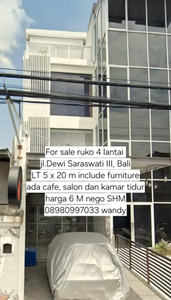 Dijual Ruko 4 lt include furniture ada cafe, salon, dan kamar SHM