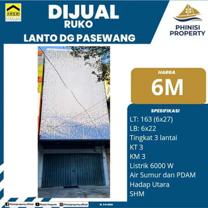 DIJUAL RUKO DI JALAN LANTO DAENG PASEWANG COCOK BUAT BUKA USAHA