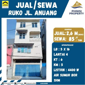 DIJUAL RUKO MURAH DI JALAN ANUANG COCOK BUAT BUKA USAHA