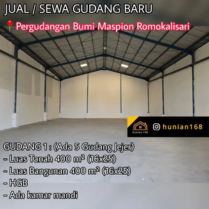 JUAL SEWA Gudang Baru Pergudangan Bumi Maspion Romokalisari Surabaya