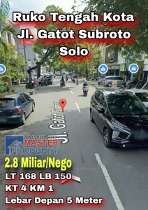 Dijual Cepat Ruko Murah Potensial Pinggir Jl. Gatot Subroto Solo Kota