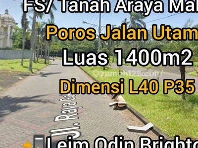 LANGKA POROS UTAMA LUAS 1400M2 TANAH di ARAYA MALANG RAYA GOLF UTAMA
