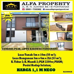 Dijual Rumah Cendana Peak Lippo Karawaci Fasilitas 2KT 2KM - Tangerang