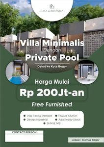 Dijual Rumah Villa di Ciomas Bogor dekat Stasiun Free private pool