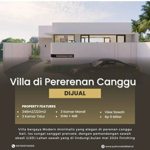 Dijual Villa Pererenan Canggu Bali Los Sungai dan View Sawah Abadi