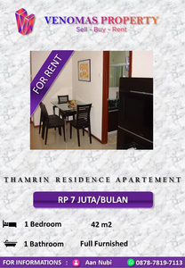 Disewakan Apartement Thamrin Residence Type L 1BR Full Furnished