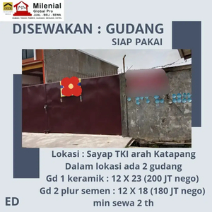 Disewakan Gudang Siap Pakai Di Sayap TKI Arah Katapang Bandung