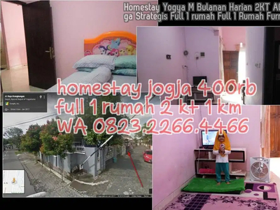 Homestay Yogya M Bulanan Harian 2KT AC Keluarga Strategis Full 1 rumah