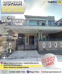 Rumah Dijual 2 Lantai Hook Hadap Timur di Citra Batam