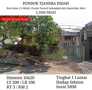 Rumah Pondok Tjandra / Candra Jeruk Hitung Tanah Strategis dkt MERR