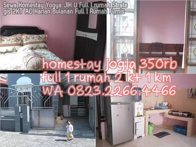 Sewa Homestay Yogya JIH U Full 1 rumah Strategis 2KT AC Harian Bulanan