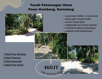 Tanah pekarangan asri Kemalang Luas 1330m