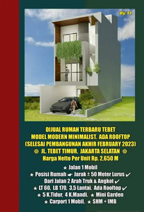 Dijual Rumah Modern Minimalis di Tebet Timur Jakarta Selatan
