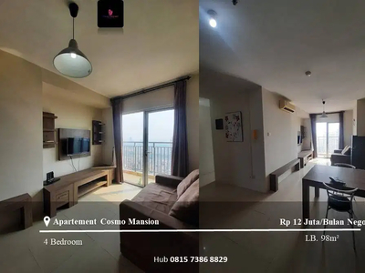 Sewa Apartemen Cosmo Mansion High Floor 3BR+1 Full Furnished View Pool