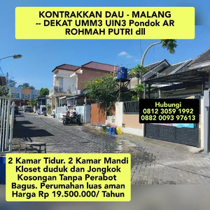 SEWA KONTRAK RUMAH 2 KAMAR DAU MALANG