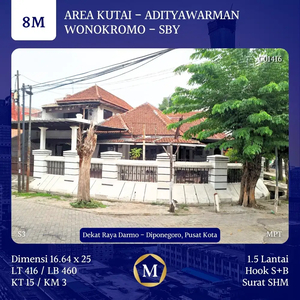 SUPER BESAR Rumah Area Kutai Adityawarman Dkt Raya Darmo Pusat Kota