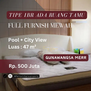Tipe 1BR Luas | Full Furnished Mewah | Gunawangsa Merr