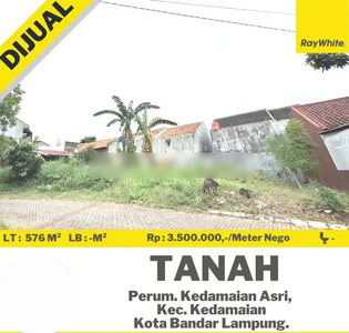 Tanah Murah Siap Bangun Di Kedamaian Bandar Lampung