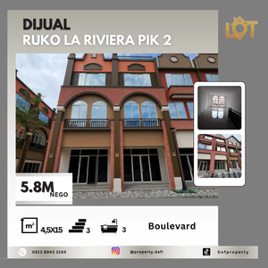 TURUN HARGA, DIJUAL RUKO LA RIVIERA PIK2 TYPE BOULEVARD UK 4,5X15