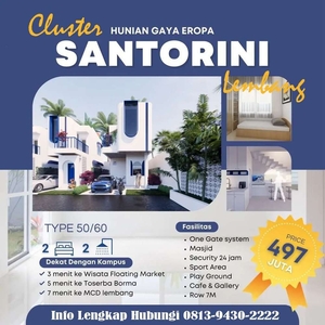 5 promo 497 perumahan baru 2 lantai di lembang cluster santorini lemba